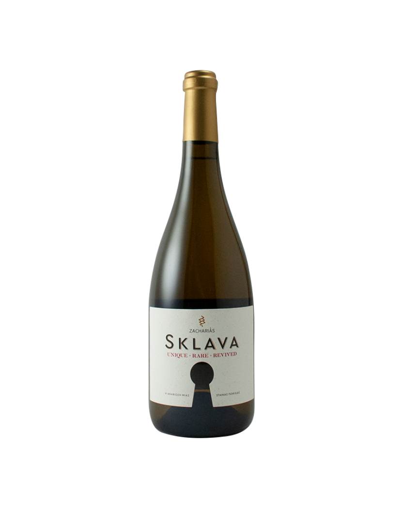 Wine bottle with 'Sklava' label on a white background